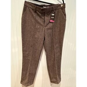 Lee Women's Regular Fit Straight Leg Mid Rise Herringbone Twill Pants Size 14 M‎